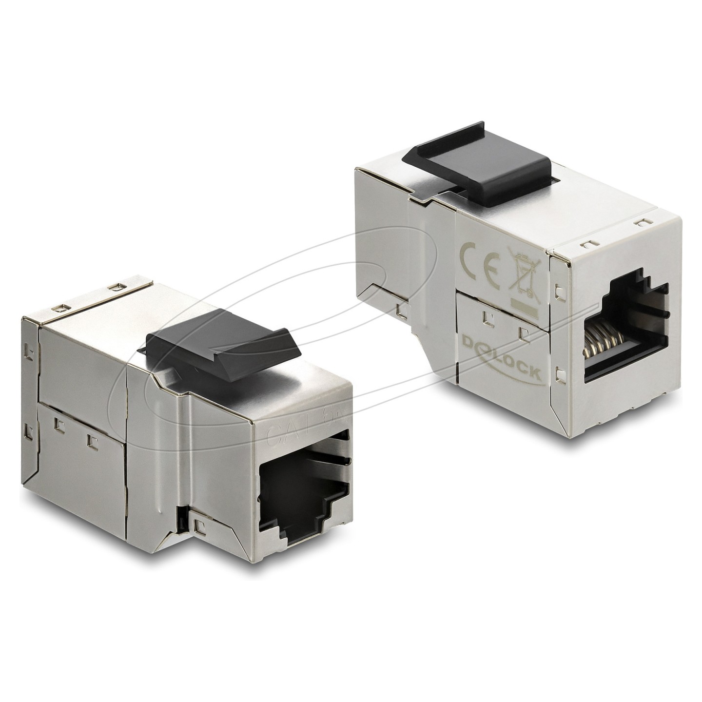 Keystone Modul Kupplung RJ45 Buchse zu RJ45 Buchse Cat.6A mit schwarzer Kunststoff Latch. geschirmt