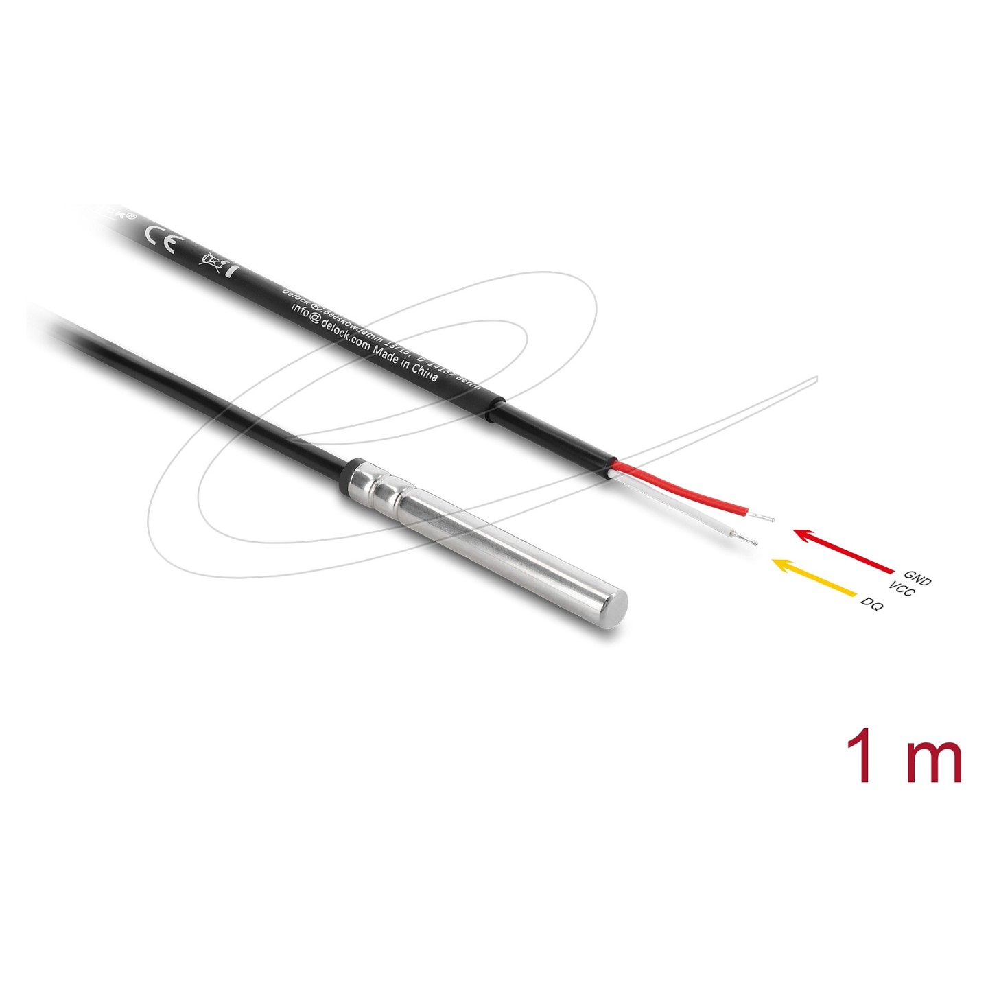 Delock Temperaturfühler-Kabel mit 2 x offene Kabelenden DS18B20 1 m — Buy in Cyprus with Fast Delivery