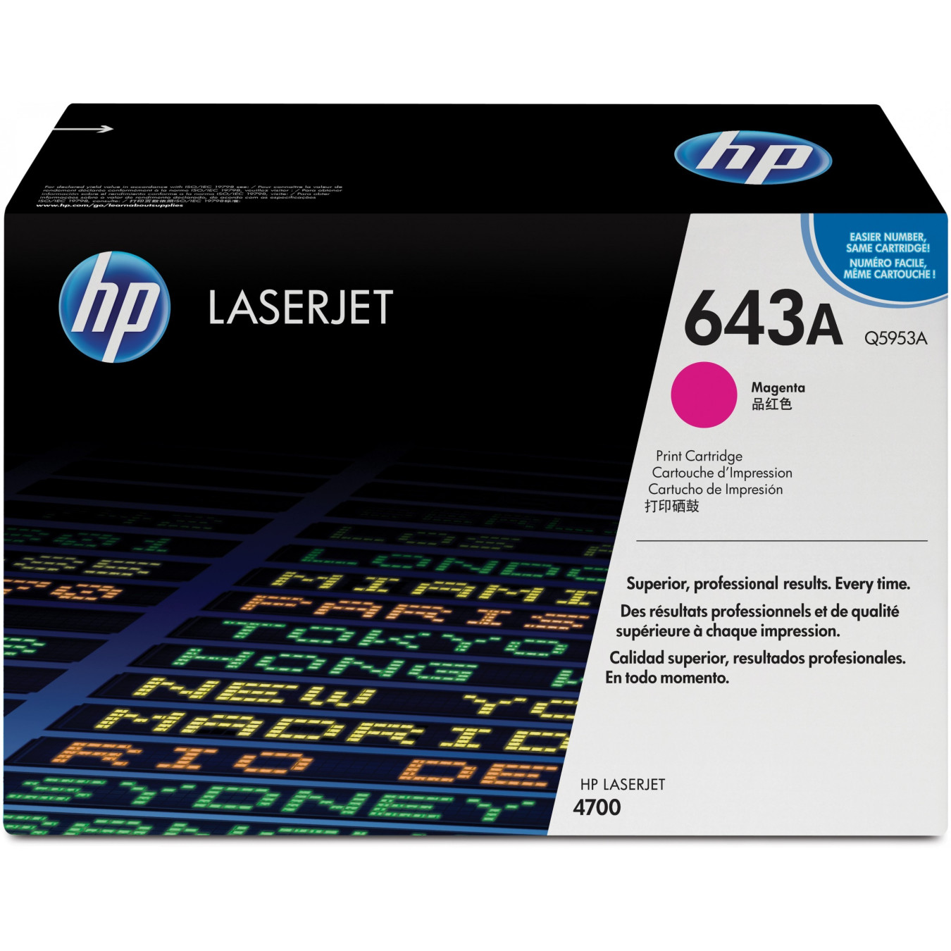 HP 643A Original Colour LaserJet Toner Cartridge - Q5953A - Magenta, Standard Yield 10,000 pages