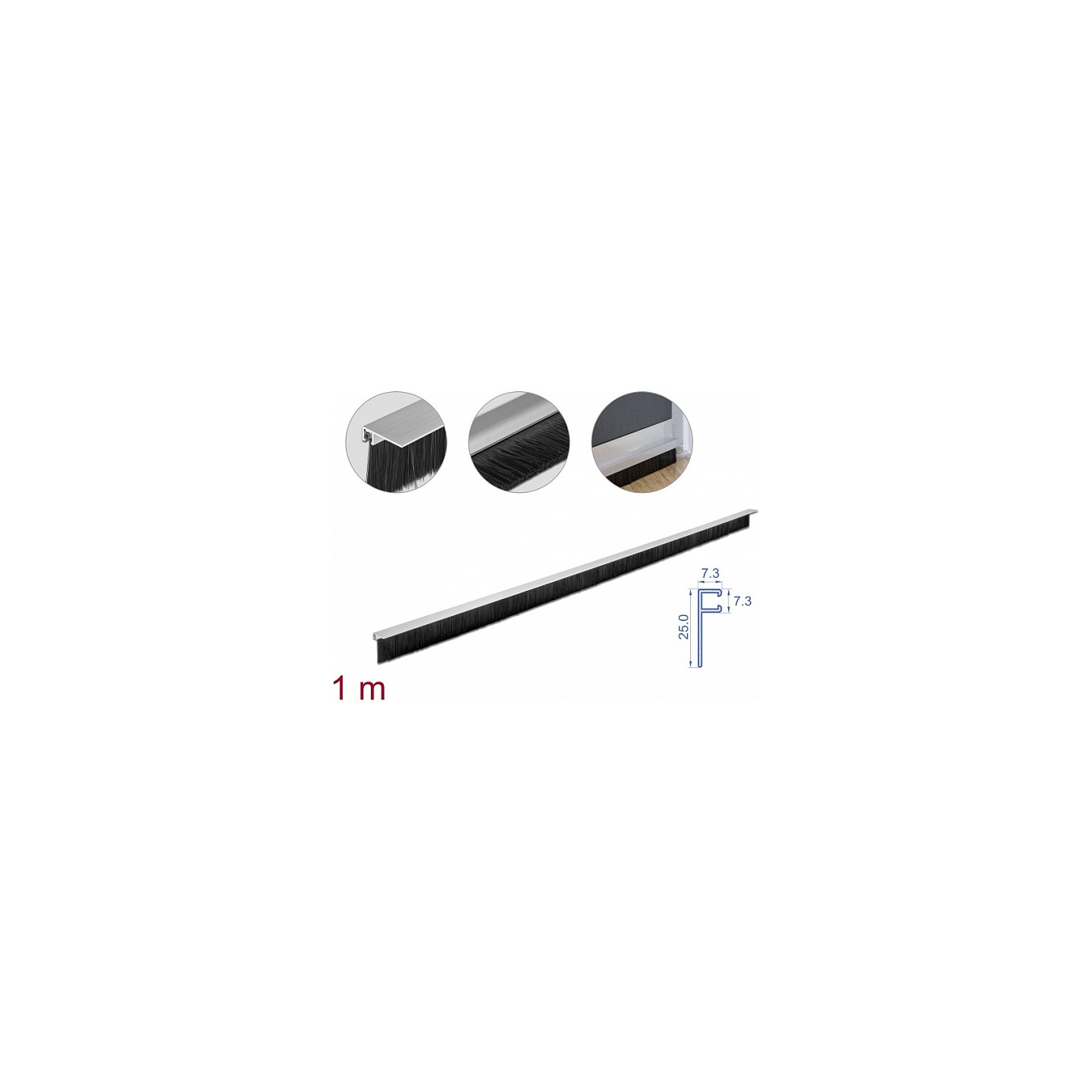 Bürstenstreifen 40 mm mit Alu-Profil gewinkelt - Länge 1 m — Buy in Cyprus with Fast Delivery