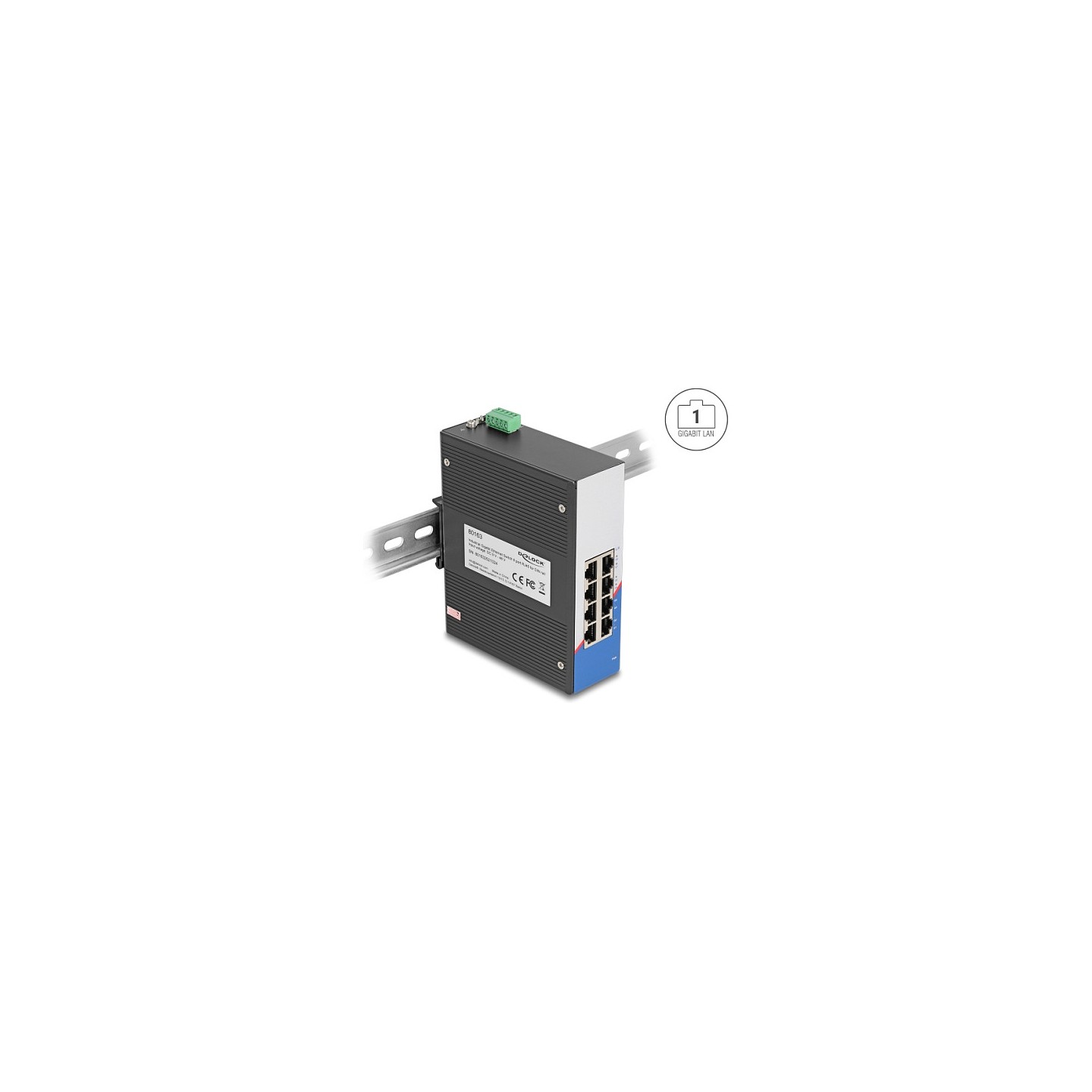 Industrie Gigabit Ethernet Switch 8 Port RJ45 für Hutschiene — Buy in Cyprus with Fast Delivery