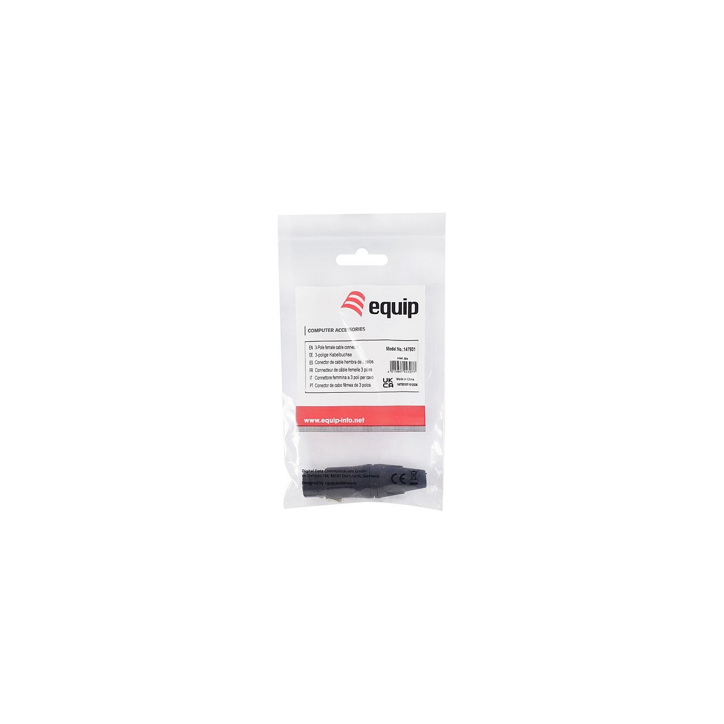 Equip Kabelverbinder 3-Polig Buchse schwarz — Buy in Cyprus with Fast Delivery