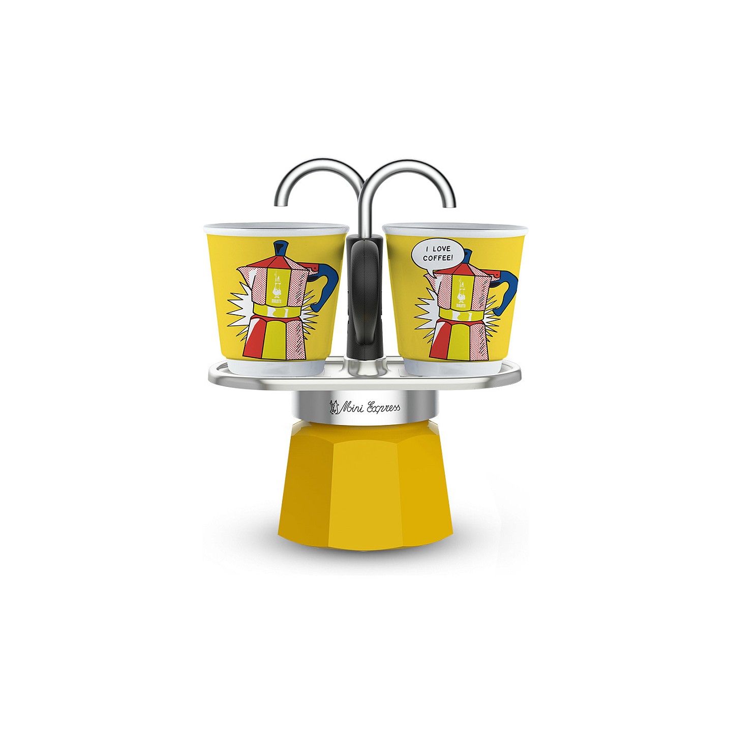 Bialetti Espressokocher Set Mini Express Lichtenstein + 2 Espressobecher — Buy in Cyprus with Fast Delivery