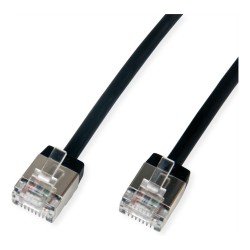 ROLINE U FTP DataCenter Patchkabel Cat.6A (Class EA). LSOH. slim. extra kurzer Stecker. schwarz. 5 m
