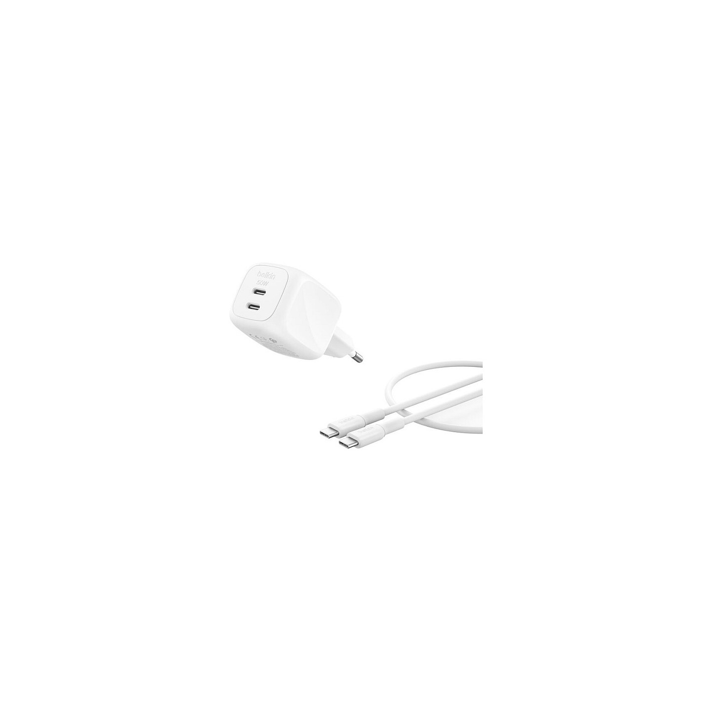 Belkin Ladegert Dual USB-C 50W PD PPS+1m Kabel WCH019kq1MWH-B6 — Buy in Cyprus with Fast Delivery