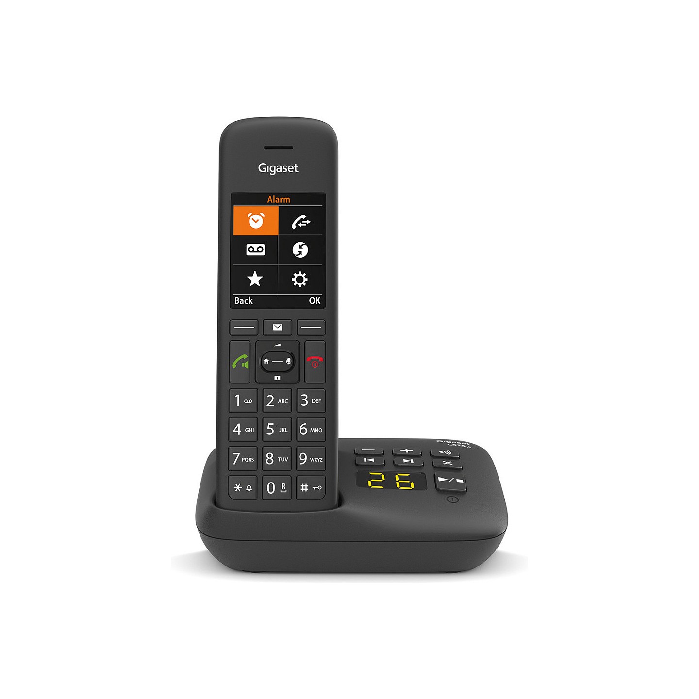 GIGASET C575A schwarz schnurlos analog (DECT) Anrufbeantworter TFT-Farb-Display Freisprechen Adressbuch fr 200 Eintrg...