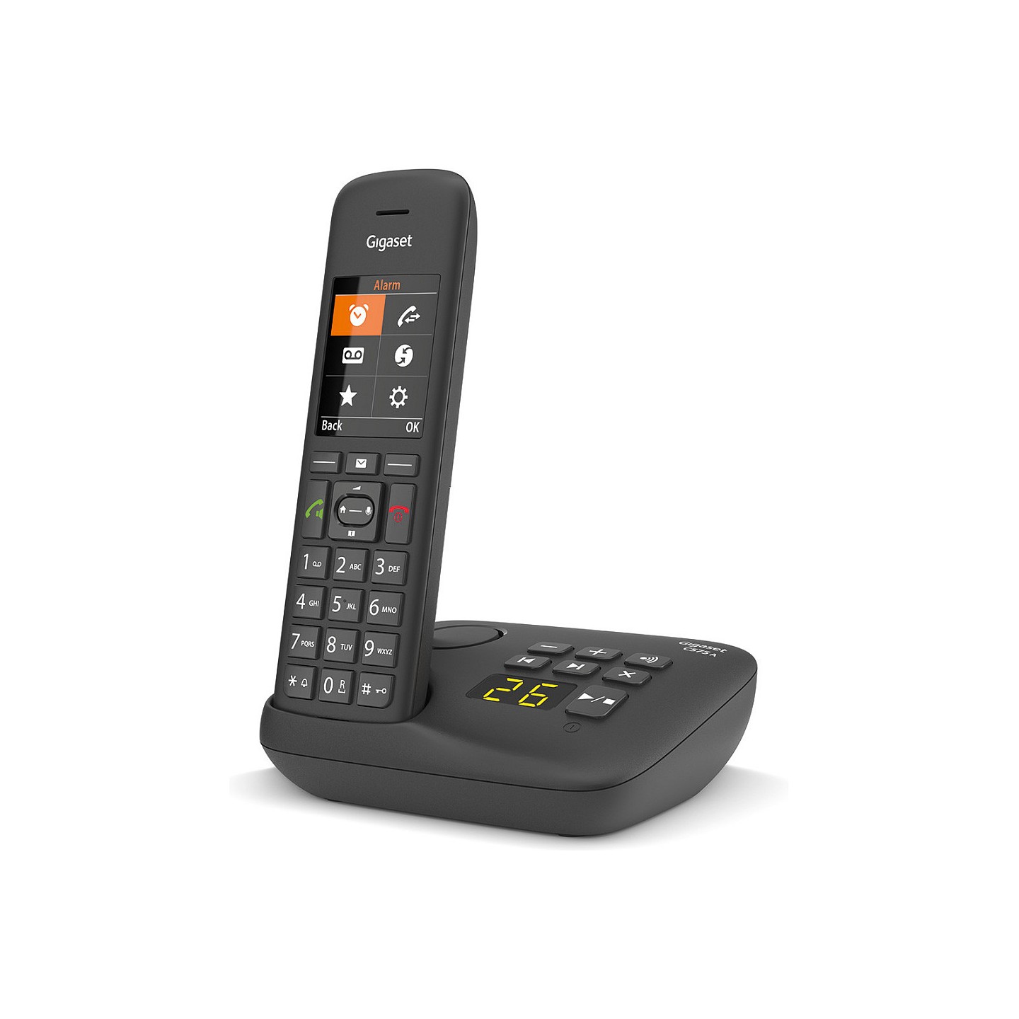 GIGASET C575A schwarz schnurlos analog (DECT) Anrufbeantworter TFT-Farb-Display Freisprechen Adressbuch fr 200 Eintrg...