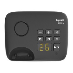 GIGASET C575A schwarz schnurlos analog (DECT) Anrufbeantworter TFT-Farb-Display Freisprechen Adressbuch fr 200 Eintrg...