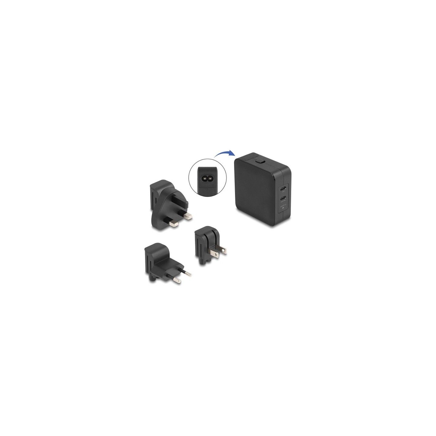 USB GaN Ladegerät 2 x USB Type-CTM PD 3.0 mit 65 W inklusive Strom-Adapter für EU US UK — Buy in Cyprus with Fast Delivery
