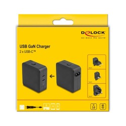 USB GaN Ladegerät 2 x USB Type-CTM PD 3.0 mit 65 W inklusive Strom-Adapter für EU US UK — Buy in Cyprus with Fast Delivery