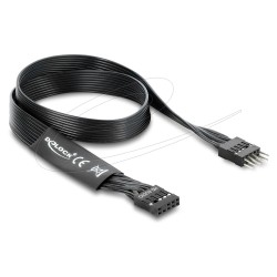 Delock HD Audio Flachbandkabel Mainboard Verlängerungskabel 9 Pin Pfostenstecker zu Pfostenbuchse 50 cm schwarz