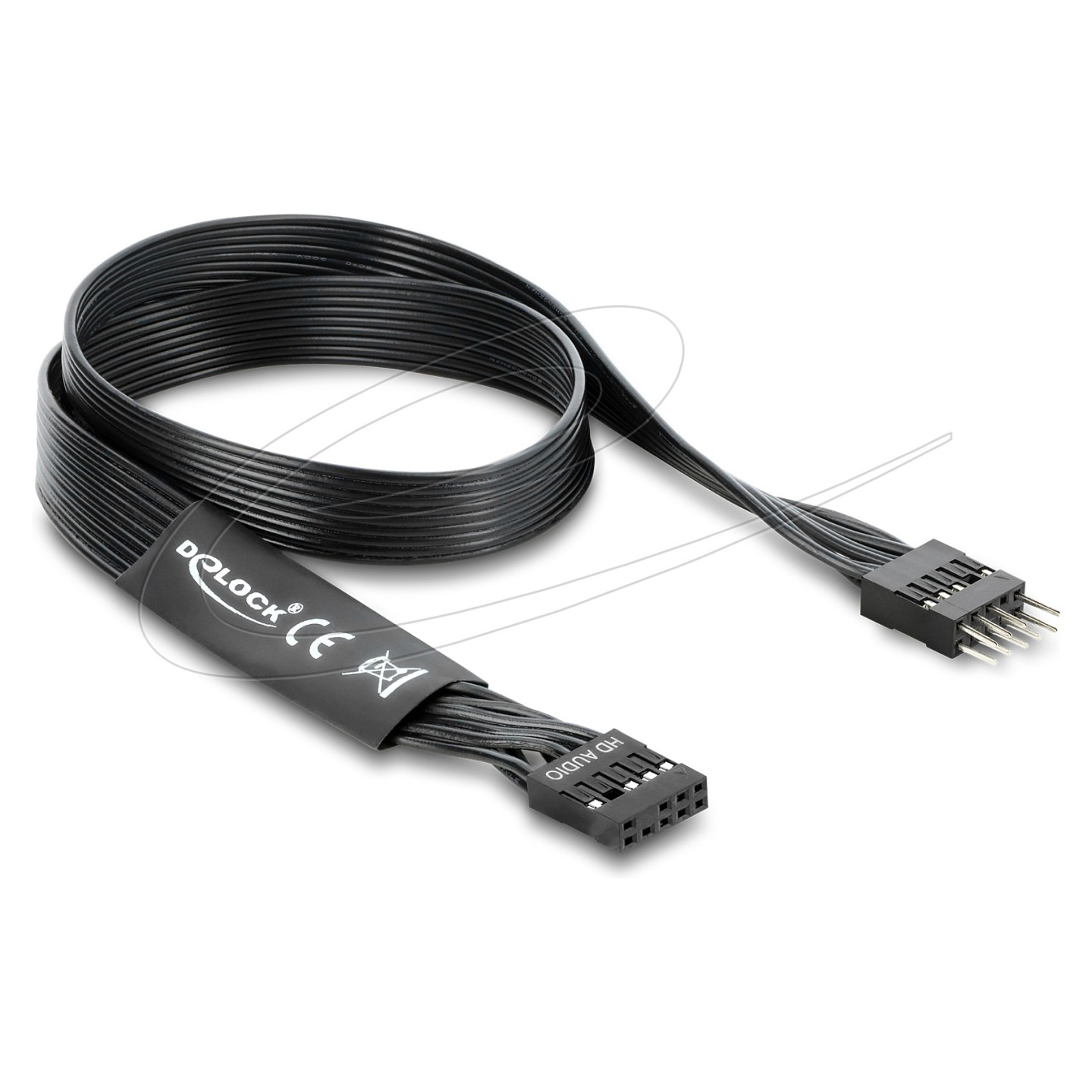 Delock HD Audio Flachbandkabel Mainboard Verlängerungskabel 9 Pin Pfostenstecker zu Pfostenbuchse 50 cm schwarz