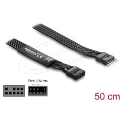 Delock HD Audio Flachbandkabel Mainboard Verlängerungskabel 9 Pin Pfostenstecker zu Pfostenbuchse 50 cm schwarz