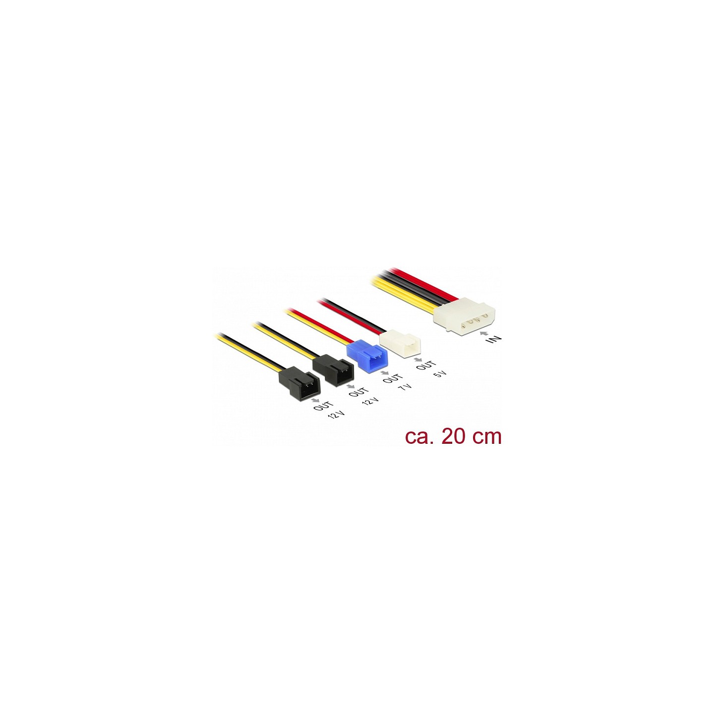 Kabel Stromversorgung Molex 4 Pin Stecker to 4 x 2 Pin Lüfter (12 V 7 V 5 V) 20 cm — Buy in Cyprus with Fast Delivery