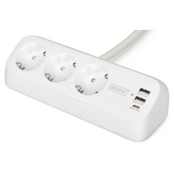 DIGITUS Steckdosenleiste 2x + 2USB 1.5m 12W 30W weiß — Buy in Cyprus with Fast Delivery