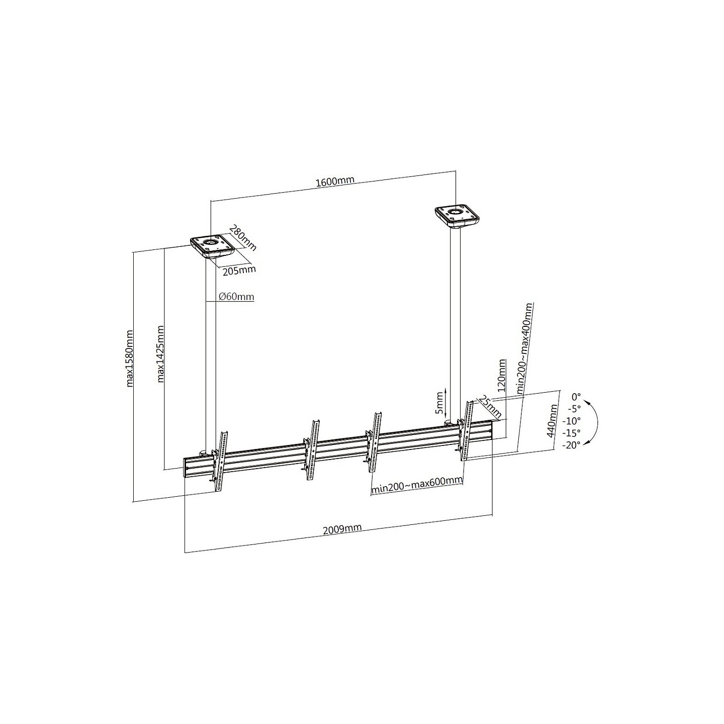 Equip Deckenhalterung 45'-55' 2TFT je 50kg 1Gelenk neig. sw lite Retail (Speditionsversand) — Buy in Cyprus with Fast Delivery