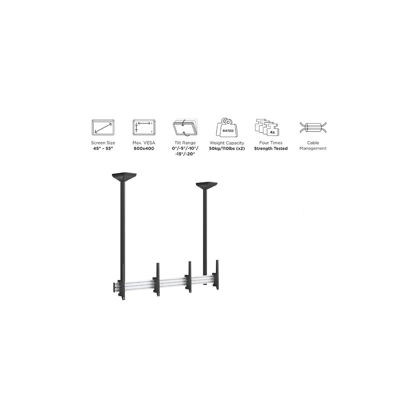 Equip Deckenhalterung 45'-55' 2TFT je 50kg 1Gelenk neig. sw lite Retail (Speditionsversand) — Buy in Cyprus with Fast Delivery