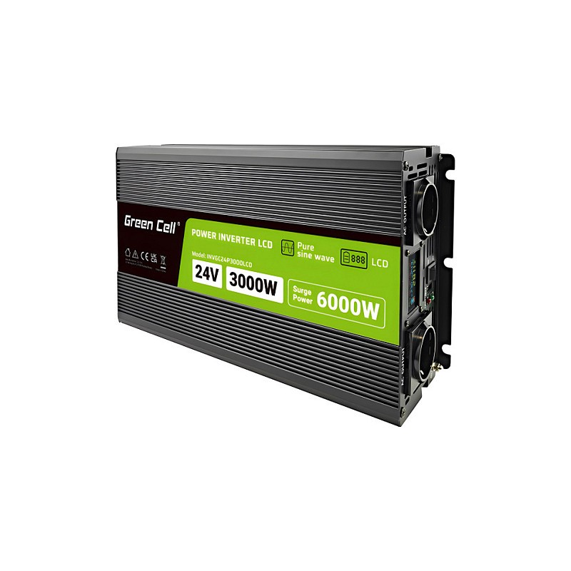 Green Cell KFZ Spannungswandler Power Inverter 24V to 230V 3000W 6000W Display — Buy in Cyprus with Fast Delivery