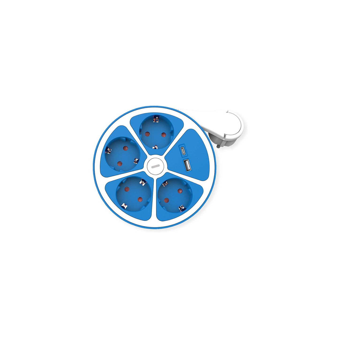 ROLINE 4-fach Steckdosenleiste mit Schalter. rund. USB-Charger A+C. blau. 3 m — Buy in Cyprus with Fast Delivery