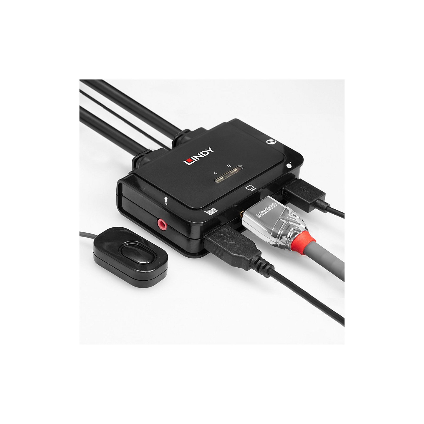 LINDY 2 Port HDMI 2.0 18G. USB 2.0 KVM Switch mit Audio — Buy in Cyprus with Fast Delivery