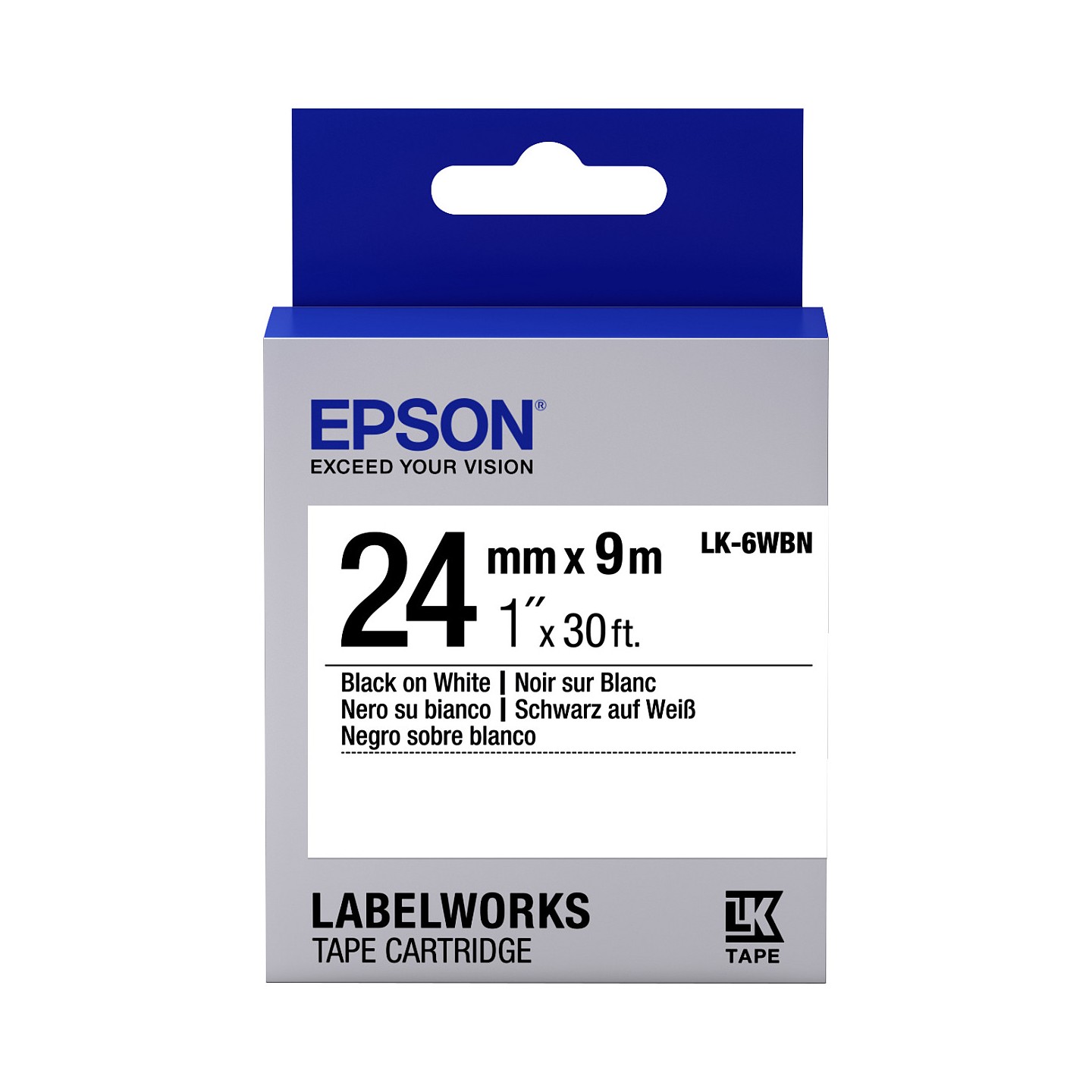 Epson LabelWorks LK-6WBN - Schwarz auf Weiß - Rolle (2.4 cm x 9 m) — Buy in Cyprus with Fast Delivery