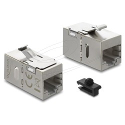 Keystone Modul Kupplung RJ45 Buchse zu RJ45 Buchse Cat.6A mit Metall Latch und Clip. geschirmt