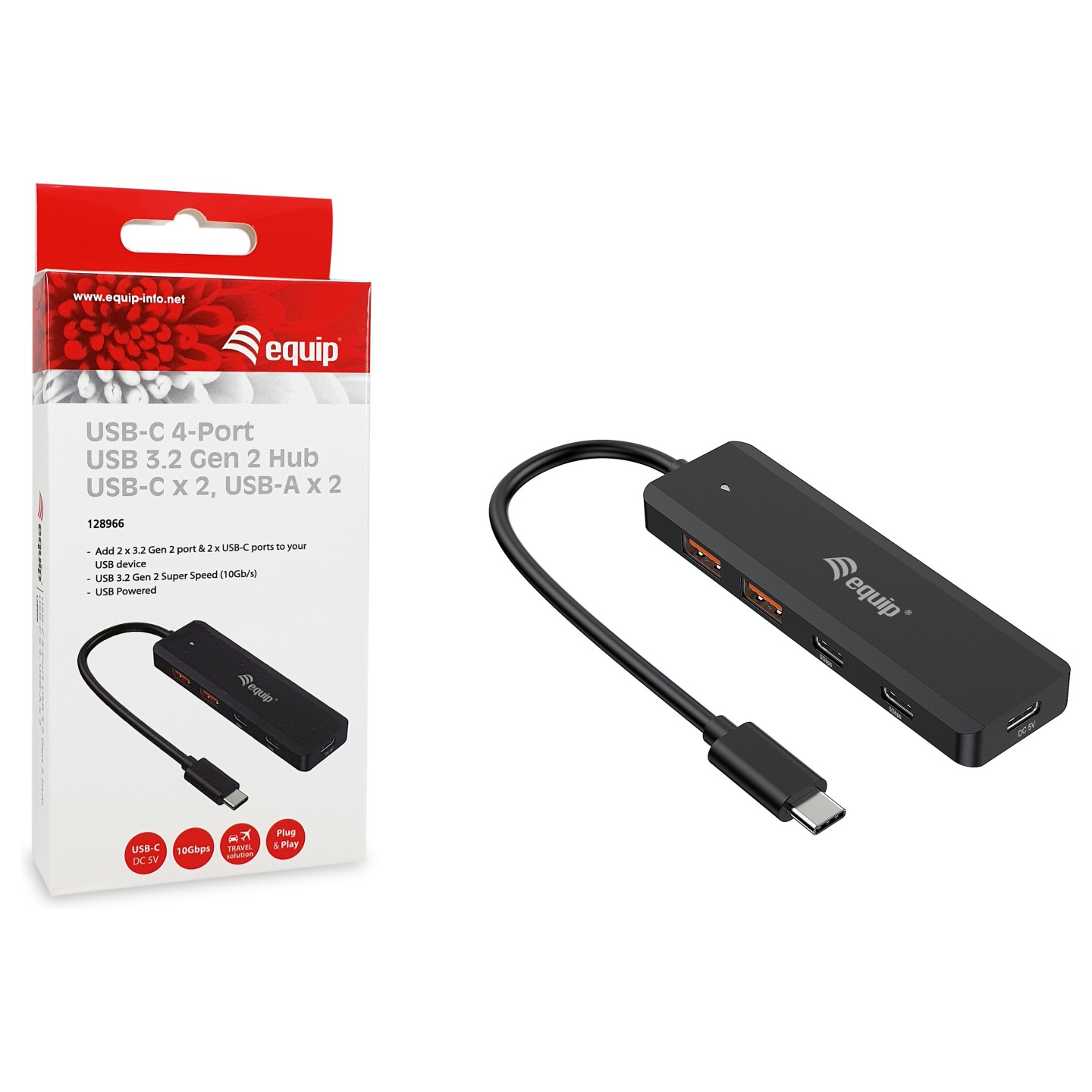 Equip USB-Hub 4-Port 3.2 C- to 2xUSB-C 2xUSB-A 10Gbps o.Netz.sw — Buy in Cyprus with Fast Delivery