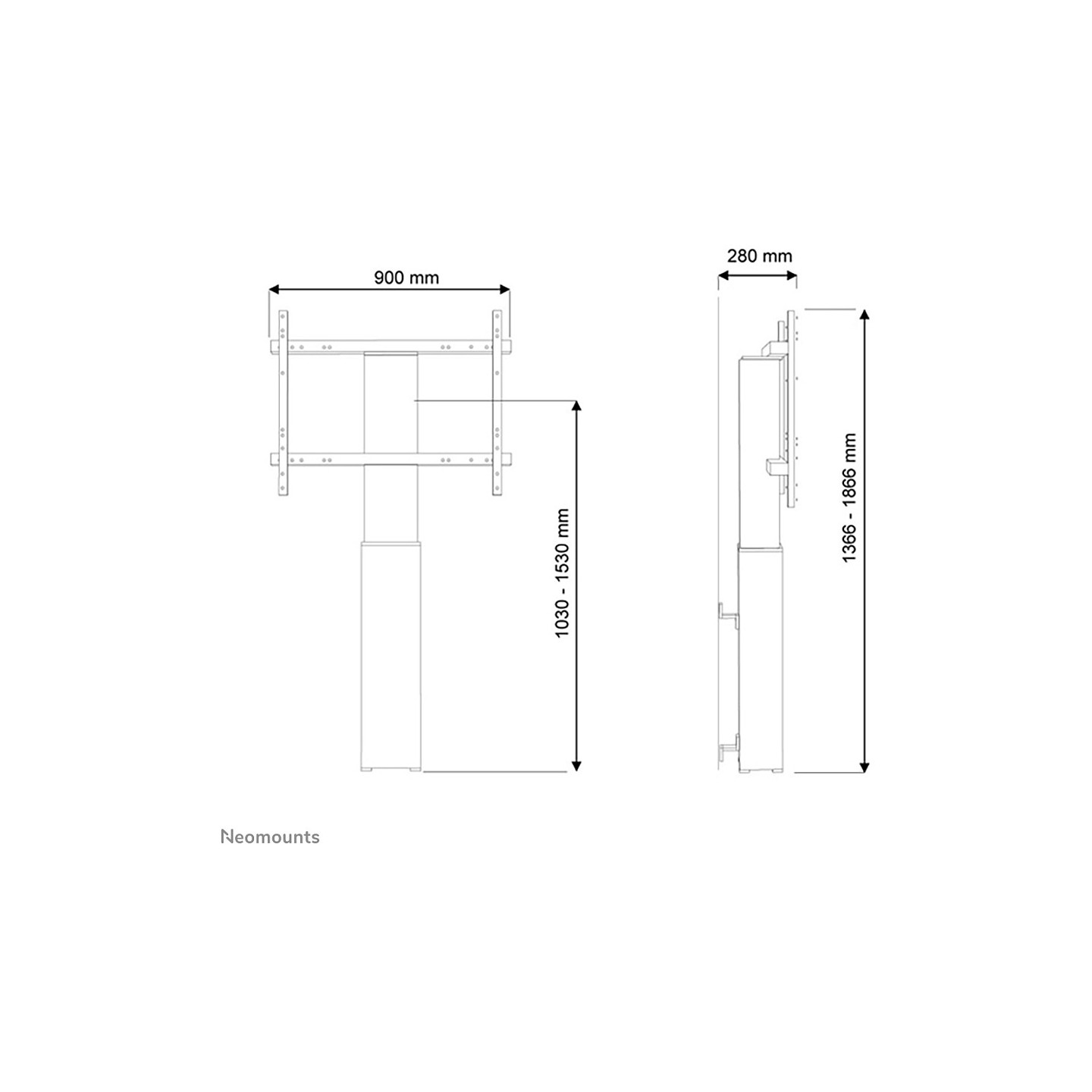 NEOMOUNTS TV Monitor LFD Elektrische Wandhalterung 106.7-254cm 42-100Zoll max130kg fixed Hhe 105-155cm schwarz Stand opt