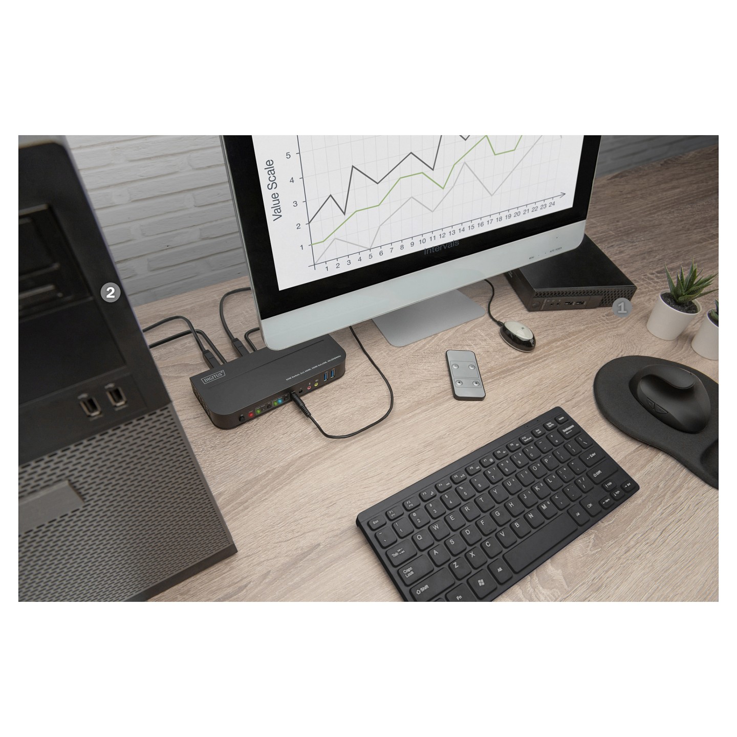 DIGITUS KVM Switch. 2x1 HDMI. HDMI Out.USB. 4Kx2K@60Hz — Buy in Cyprus with Fast Delivery