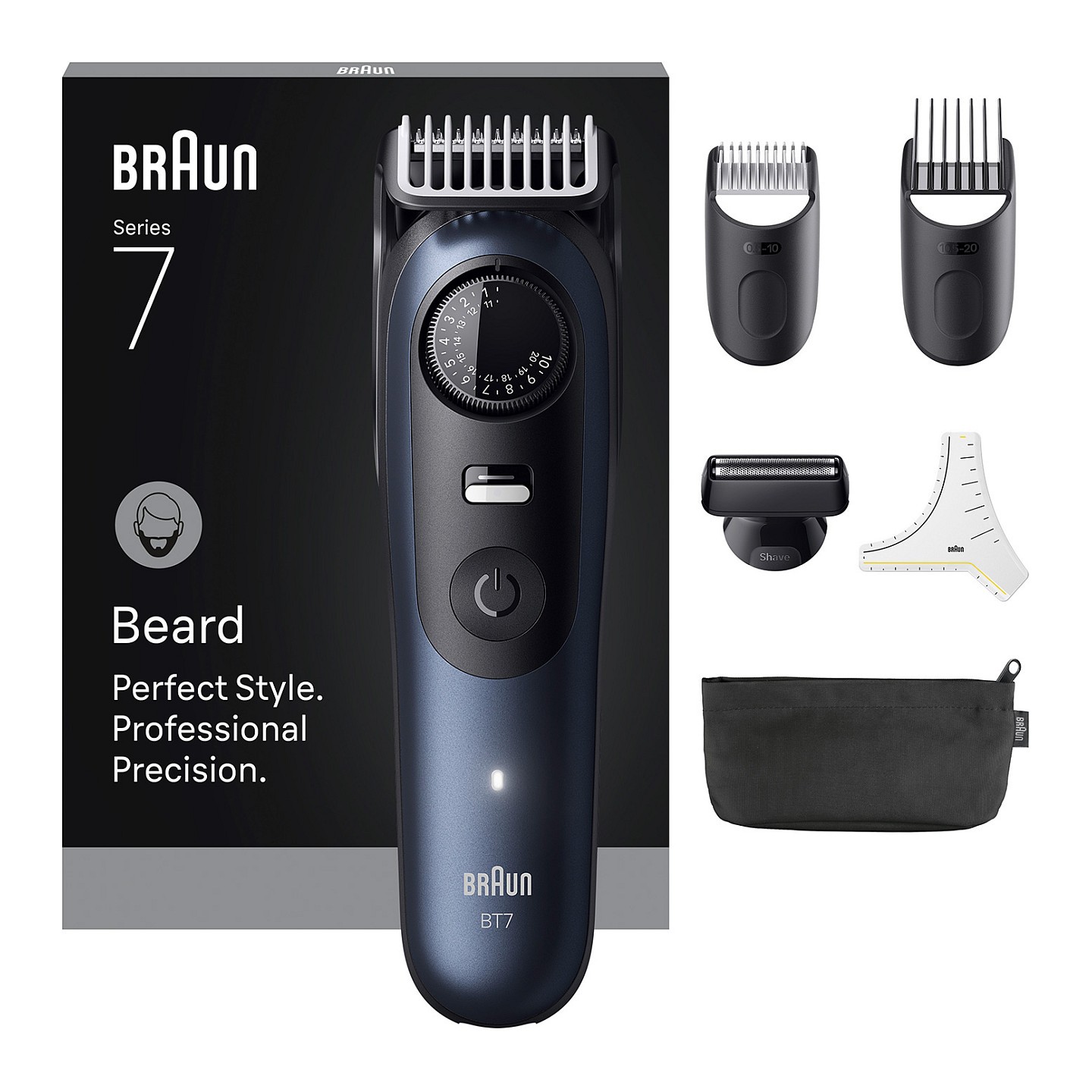 Braun Series 7 Beard Trimmer BT7520 244909 Akku Netz deep blue metallic 6 Aufsät — Buy in Cyprus with Fast Delivery