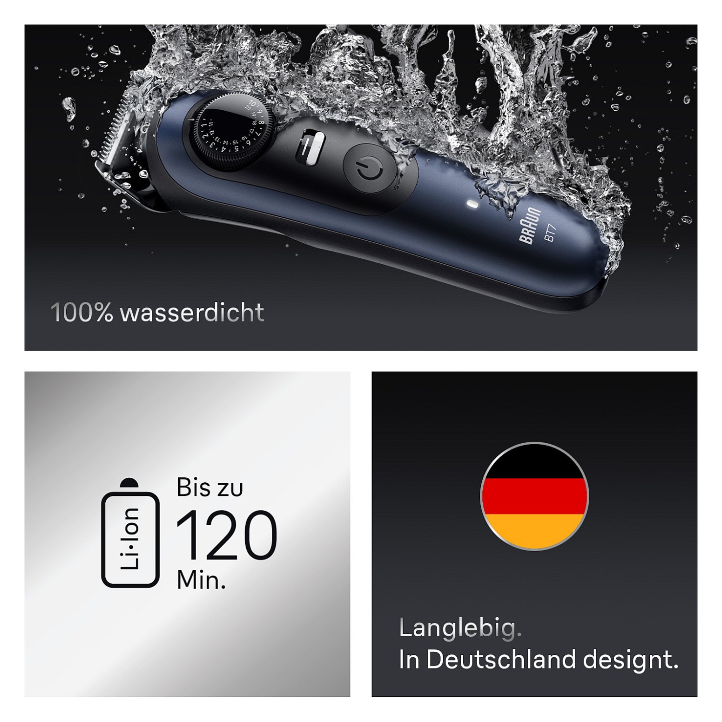 Braun Series 7 Beard Trimmer BT7520 244909 Akku Netz deep blue metallic 6 Aufsät — Buy in Cyprus with Fast Delivery