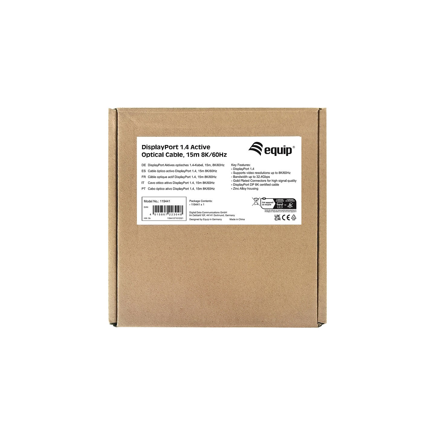 Equip DisplayPort 1.4 St St15.00m 8K 60Hz komp.HDCP schwarz — Buy in Cyprus with Fast Delivery