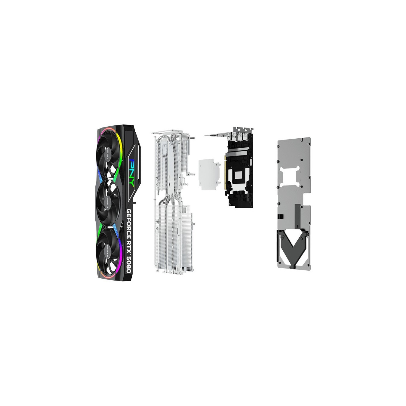 PNY GeForce RTX 5080 - VCG508016TFXXPB1-O - Black ARGB, 16GB GDDR7, OC (2775 MHz boost), PCIe 5.0, 3-fan