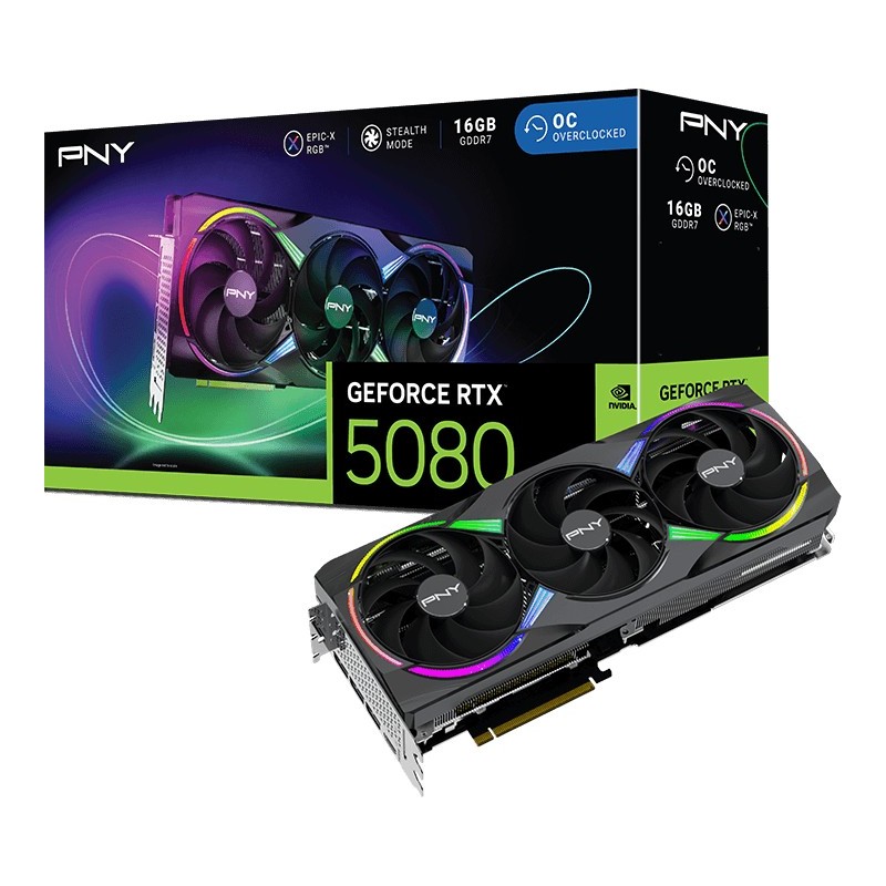 Buy PNY GeForce RTX 5080 - VCG508016TFXXPB1-O - Black ARGB, 16GB GDDR7, OC (2775... in Cyprus, Nicosia, Limassol, Larnaka, Pafos