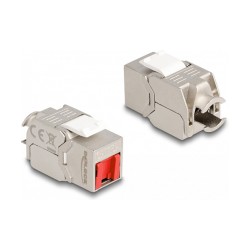 Delock Keystone Modul RJ45 Buchse zu LSA Cat.6A werkzeugfrei mit roter Staubschutzkappe — Buy in Cyprus with Fast Delivery