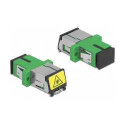 Delock LWL Kupplung mit Laserschutzklappe SC Simplex Buchse zu SC Simplex Buchse Singlemode grün