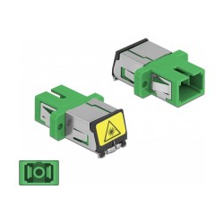 Delock LWL Kupplung mit Laserschutzklappe SC Simplex Buchse zu SC Simplex Buchse Singlemode grün
