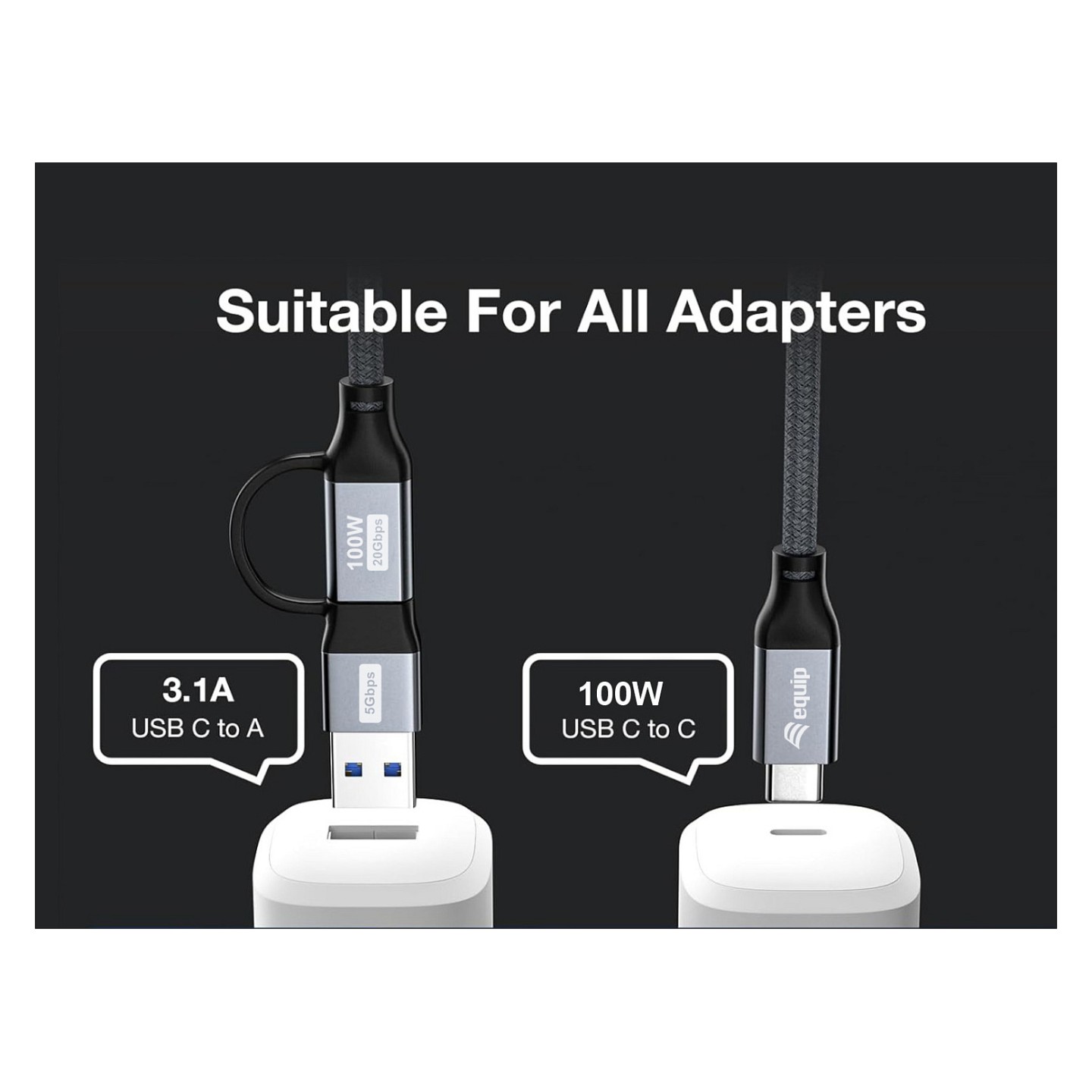 Equip Kabel USB-C 3.2 - to C A St St 3.00m 20Gbps schwarz — Buy in Cyprus with Fast Delivery