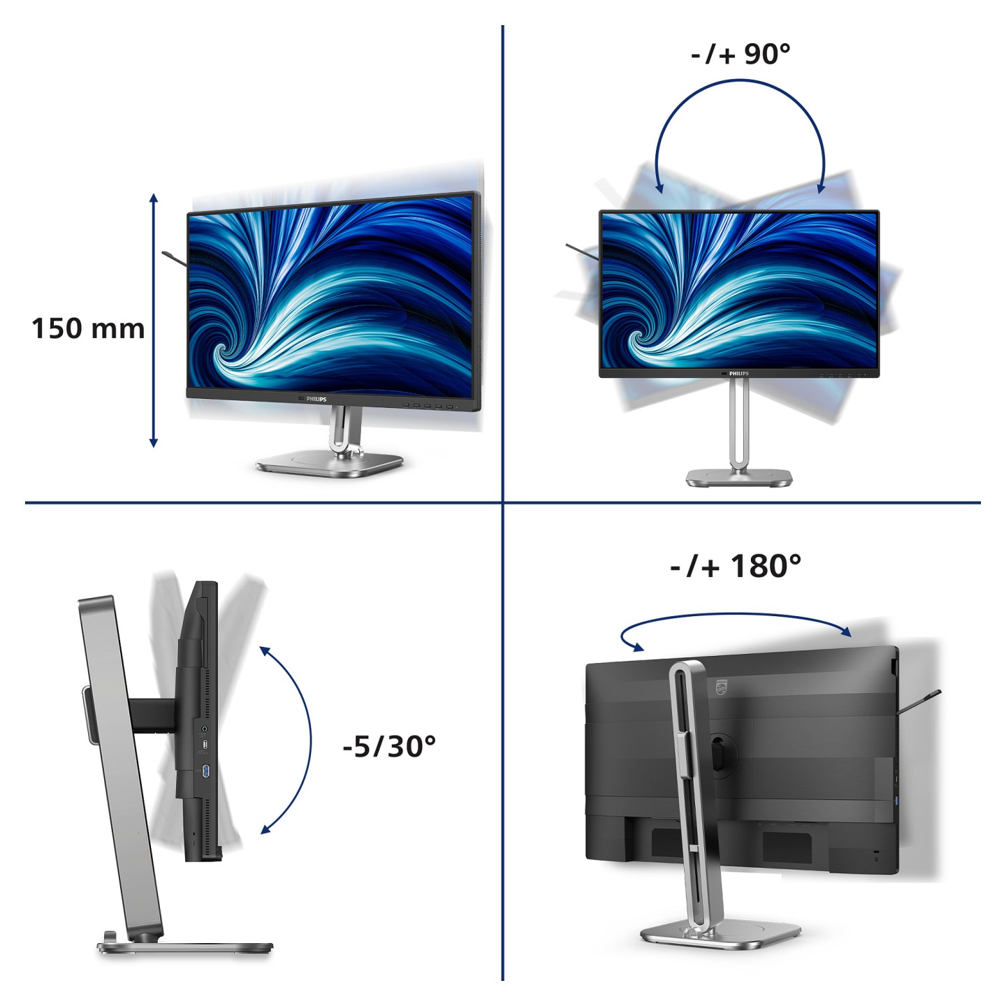 PHILIPS 24B2N4200 00 60.45cm 23.8Zoll 1920x1080 VGA HDMI DP USB — Buy in Cyprus with Fast Delivery