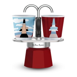 Bialetti Mini Express - Espressokocher-Set - rot + 2 Becher aus Arte Collection René Magritte