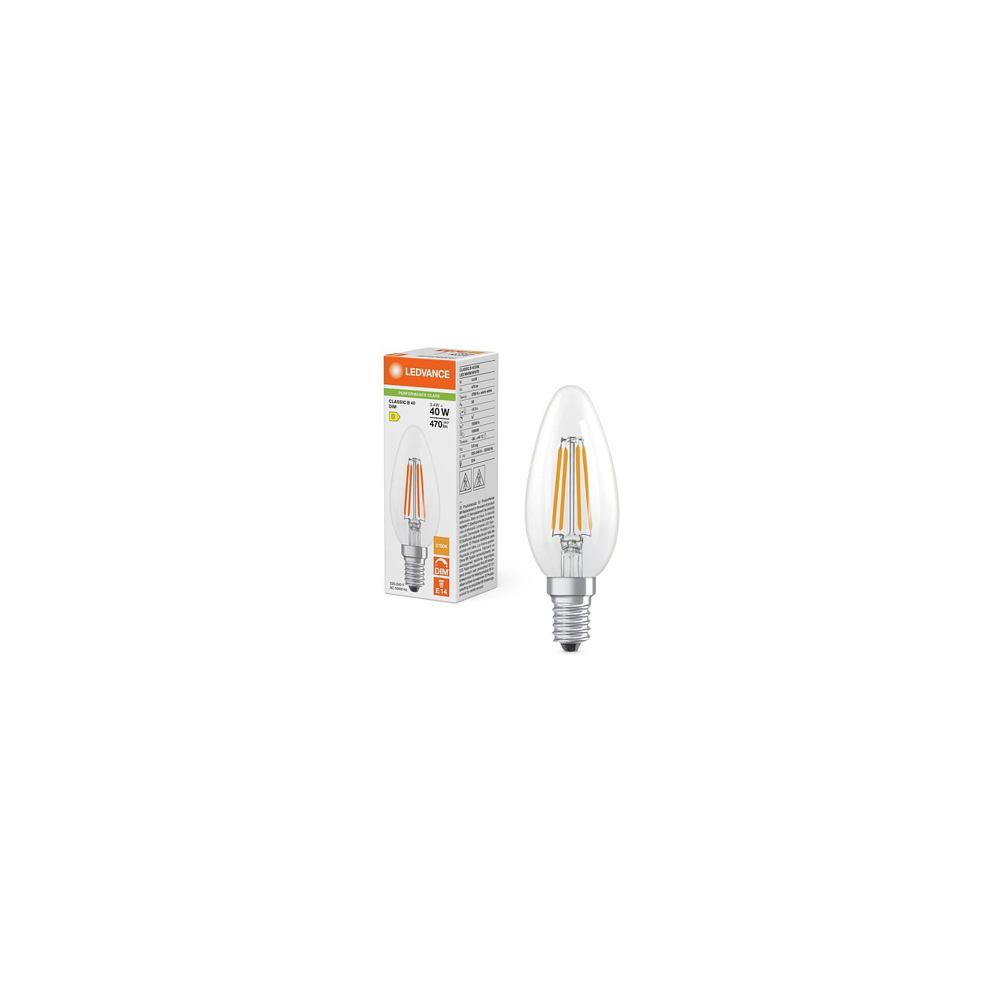 Osram LED Classic B 40 Filament DIM P 3.4W 827 Clear E14 Dimmbare LED-Lampen. klas — Buy in Cyprus with Fast Delivery