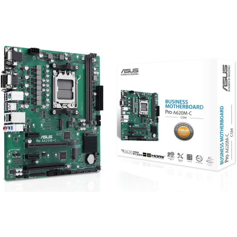 Buy ASUS PRO A620M-C-CSM - microATX AM5 Motherboard, AMD A620, DDR5 up to 6400MH... in Cyprus, Nicosia, Limassol, Larnaka, Pafos