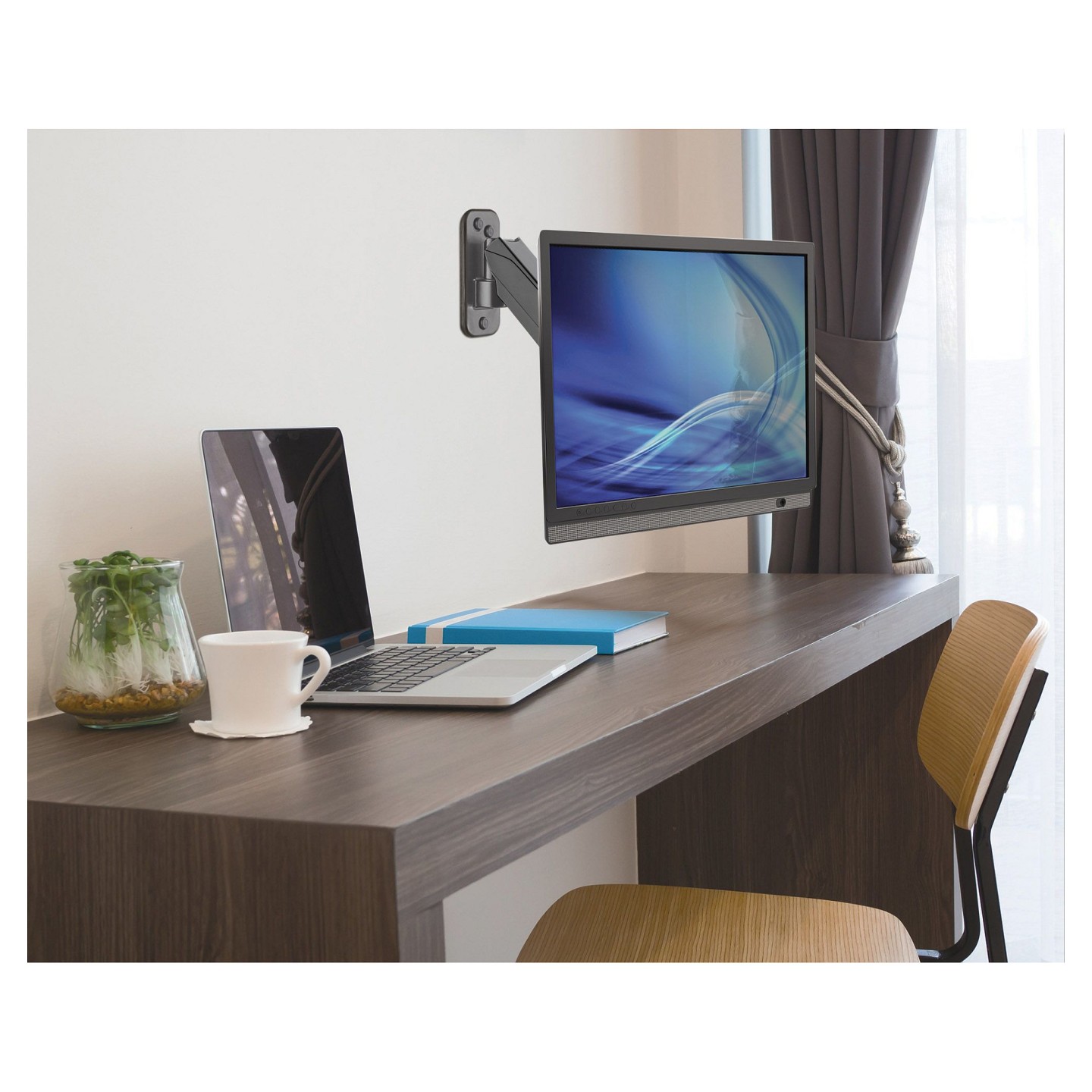 MANHATTAN Universal-Wandhalterung mit Gasdruckfeder am Halterungsarm fuer einen Monitor von 48.18-81.28cm 17Z-32Z und...
