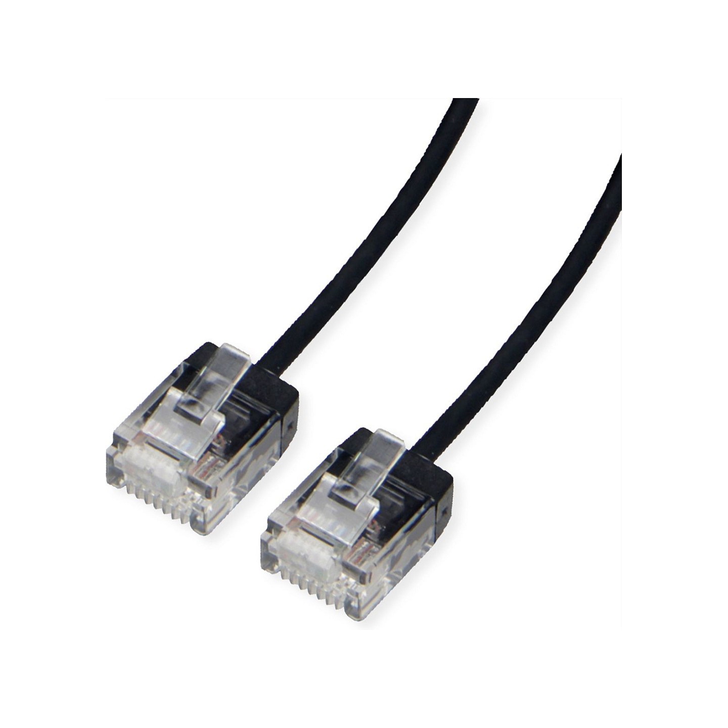 ROLINE UTP DataCenter Patchkabel Cat.6A (Class EA). LSOH. slim. extra kurzer Stecker. schwarz. 1 m