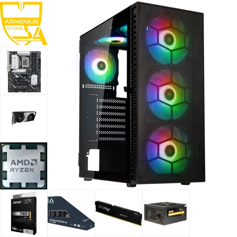 Custom Gaming PC - Ryzen 7 7700, RTX 5060, 32GB DDR5, 1TB NVMe — Buy in Cyprus with Fast Delivery