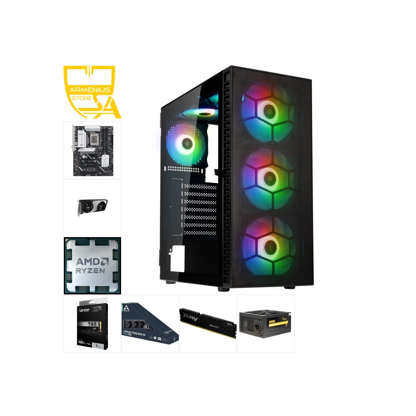 Custom Gaming PC - Ryzen 7 7700, RTX 5060, 32GB DDR5, 1TB NVMe — Buy in Cyprus with Fast Delivery