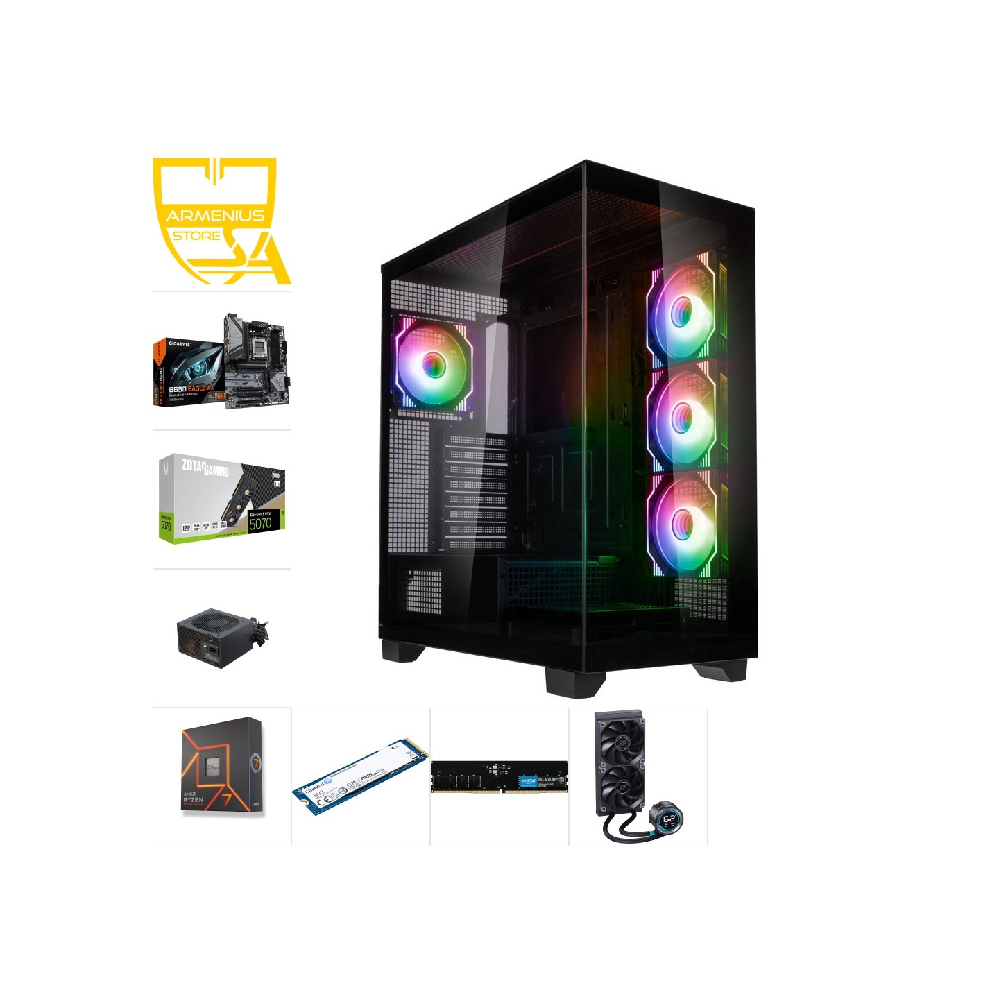 Custom Gaming PC - Ryzen 7 7800X3D, RTX 5070, 32GB DDR5, 1TB NVMe — Buy in Cyprus with Fast Delivery