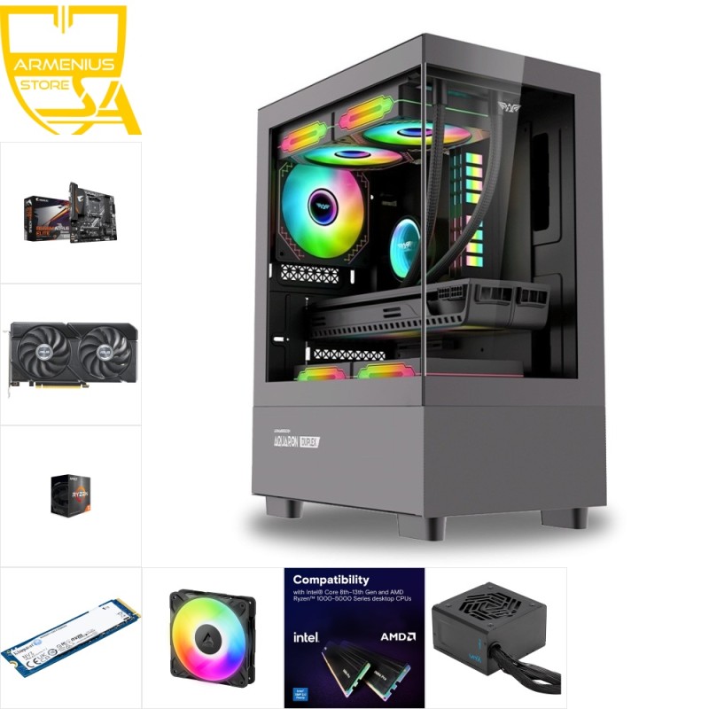 Custom 1080p Gaming PC - Ryzen 5 5600X, RTX 4060 Ti, 16GB DDR4, 1TB NVMe — Buy in Cyprus with Fast Delivery