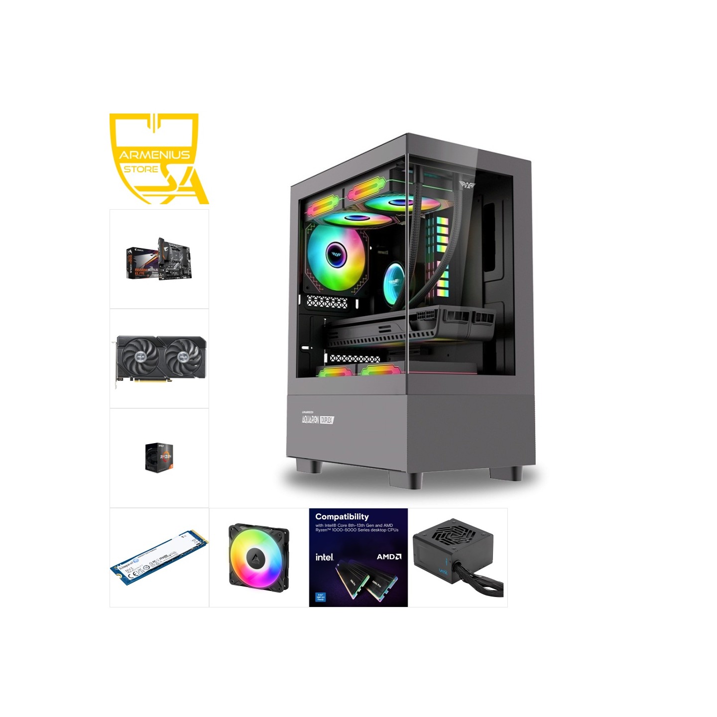 Custom 1080p Gaming PC - Ryzen 5 5600X, RTX 4060 Ti, 16GB DDR4, 1TB NVMe — Buy in Cyprus with Fast Delivery