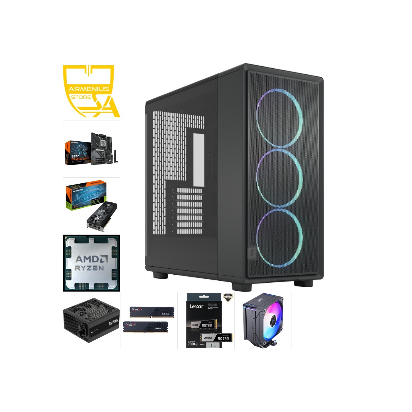 Custom Gaming PC | Ryzen 7 7700 + RTX 5070 | 32GB DDR5, 1TB NVMe — Armenius Store Cyprus